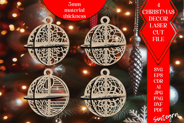 3D Christmas Balls Set SVG Laser Cut v11 SVG Sintegra 