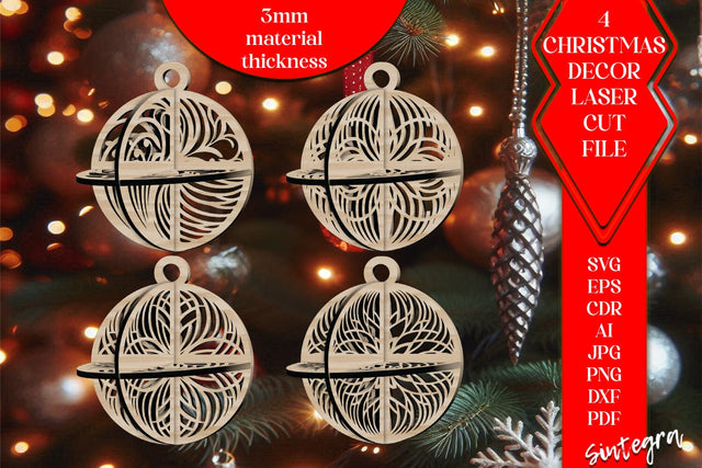 3D Christmas Balls Set SVG Laser Cut v12 SVG Sintegra 