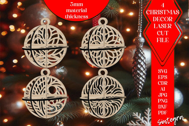 3D Christmas Balls Set SVG Laser Cut v13 SVG Sintegra 