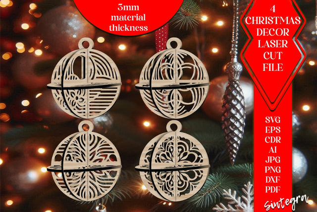 3D Christmas Balls Set SVG Laser Cut v14 SVG Sintegra 