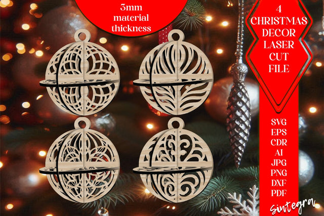 3D Christmas Balls Set SVG Laser Cut v15 SVG Sintegra 