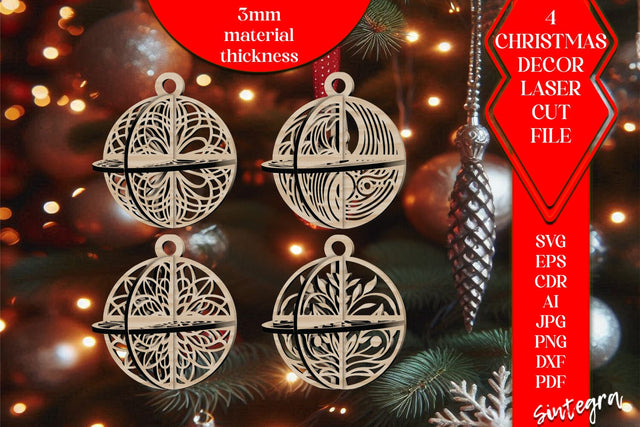 3D Christmas Balls Set SVG Laser Cut v16 SVG Sintegra 