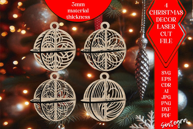 3D Christmas Balls Set SVG Laser Cut v17 SVG Sintegra 