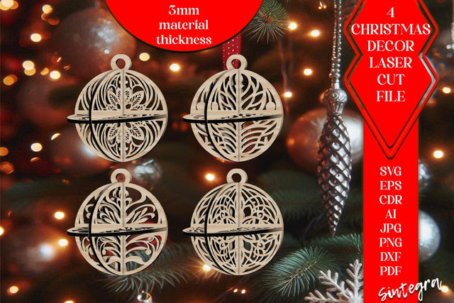 3D Christmas Balls Set SVG Laser Cut v18 SVG Sintegra 