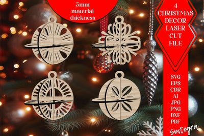 3D Christmas Balls Set SVG Laser Cut v2 SVG Sintegra 
