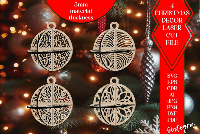 3D Christmas Balls Set SVG Laser Cut v4 SVG Sintegra 