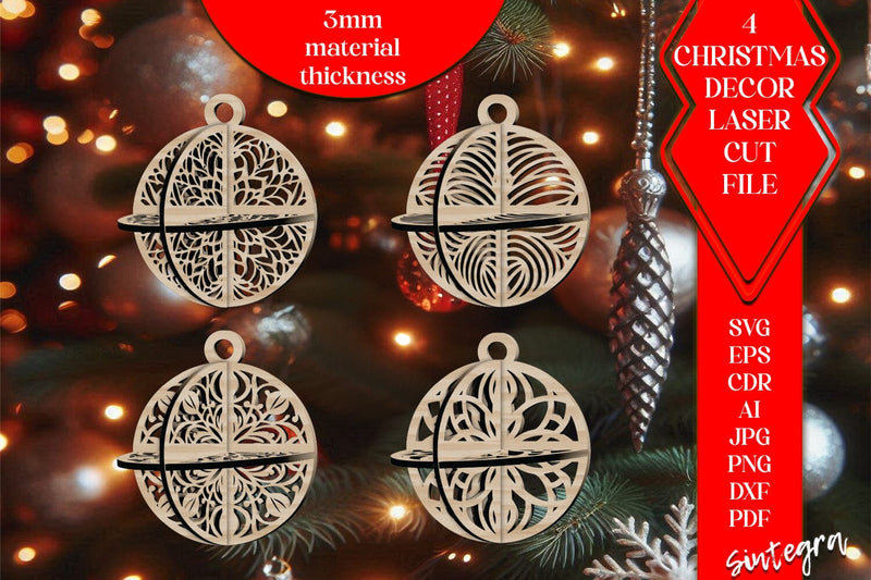 3D Christmas Balls Set SVG Laser Cut v4 SVG Sintegra 