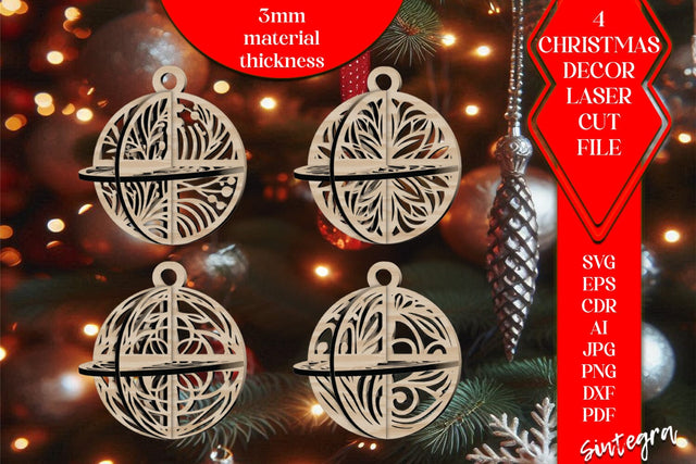3D Christmas Balls Set SVG Laser Cut v5 SVG Sintegra 