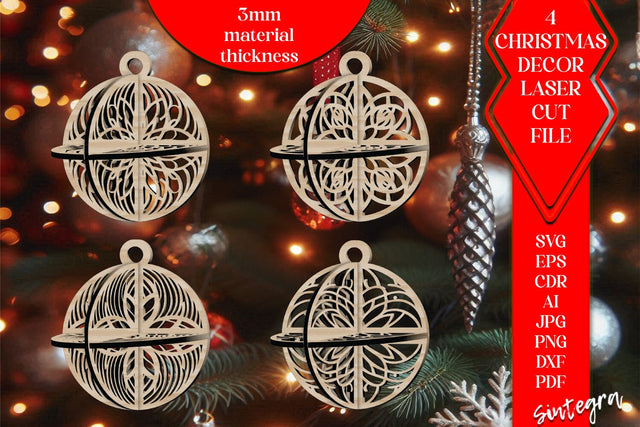3D Christmas Balls Set SVG Laser Cut v6 SVG Sintegra 