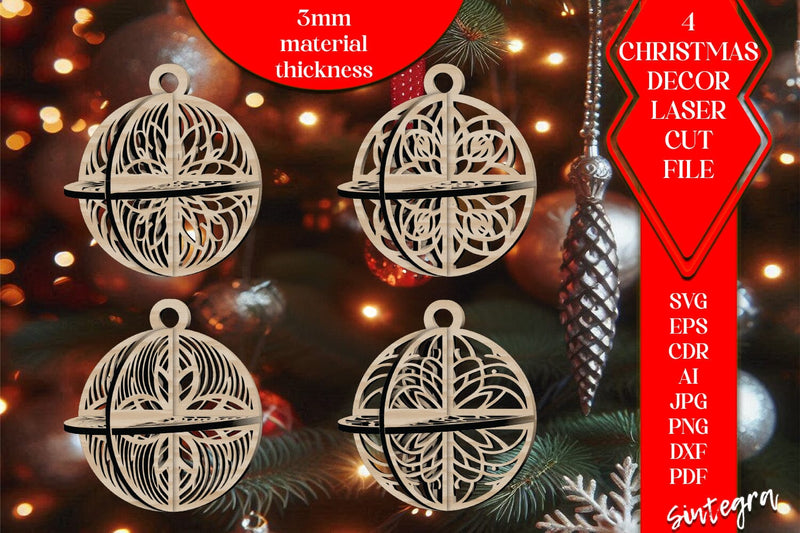 3D Christmas Balls Set SVG Laser Cut v6 SVG Sintegra 