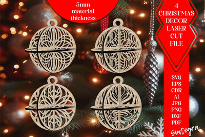 3D Christmas Balls Set SVG Laser Cut v7 SVG Sintegra 