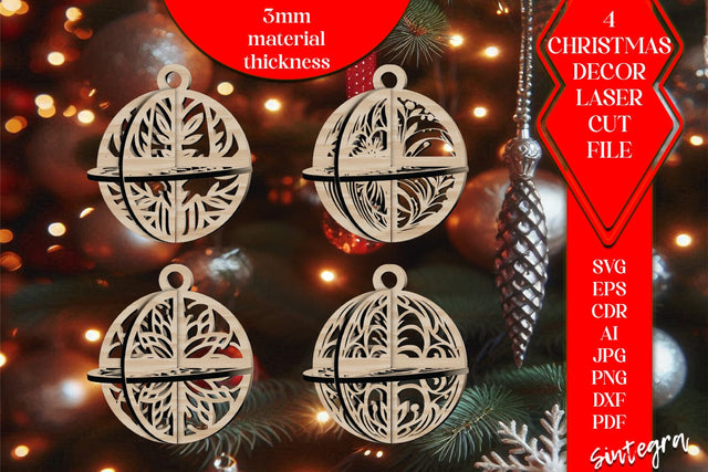 3D Christmas Balls Set SVG Laser Cut v9 SVG Sintegra 