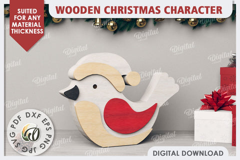 3D Christmas Bird Laser Cut. Christmas Decor SVG SVG Evgenyia Guschina 