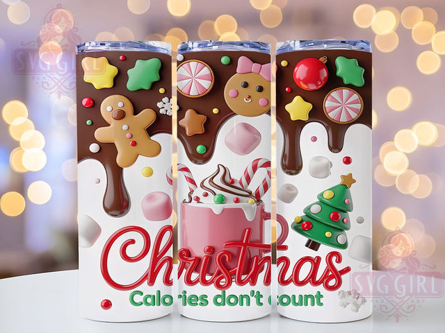 3D Christmas Calories Cake Tumbler, 3D Puff Cake Wrap, Cute Holiday Mug Design, Sublimation Wrap, Festive Drinkware, Sweet Winter Gift, Sparkly Christmas Cup Sublimation SvggirlplusArt 