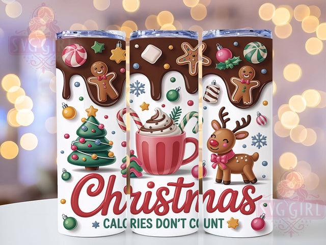 3D Christmas Calories Cake Tumbler, 3D Puff Cake Wrap, Cute Holiday Mug Design, Sublimation Wrap, Festive Drinkware, Sweet Winter Gift, Sparkly Christmas Cup Sublimation SvggirlplusArt 
