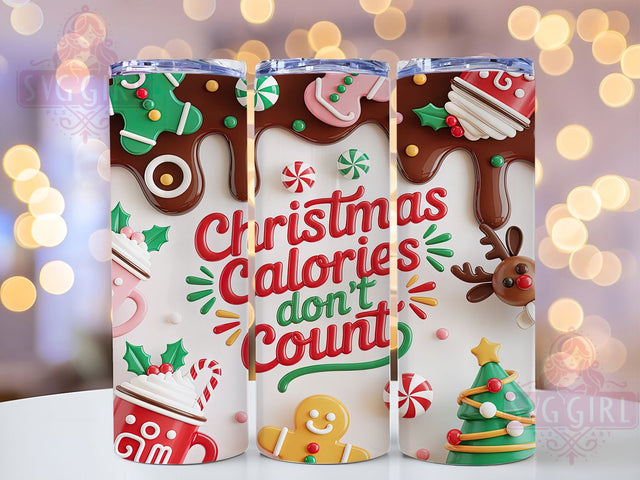 3D Christmas Calories Cake Tumbler, 3D Puff Cake Wrap, Cute Holiday Mug Design, Sublimation Wrap, Festive Drinkware, Sweet Winter Gift, Sparkly Christmas Cup Sublimation SvggirlplusArt 