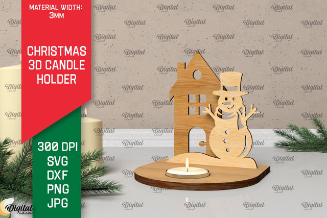 3D Christmas Candle Holder Laser Cut. Christmas Decor SVG SVG Evgenyia Guschina 