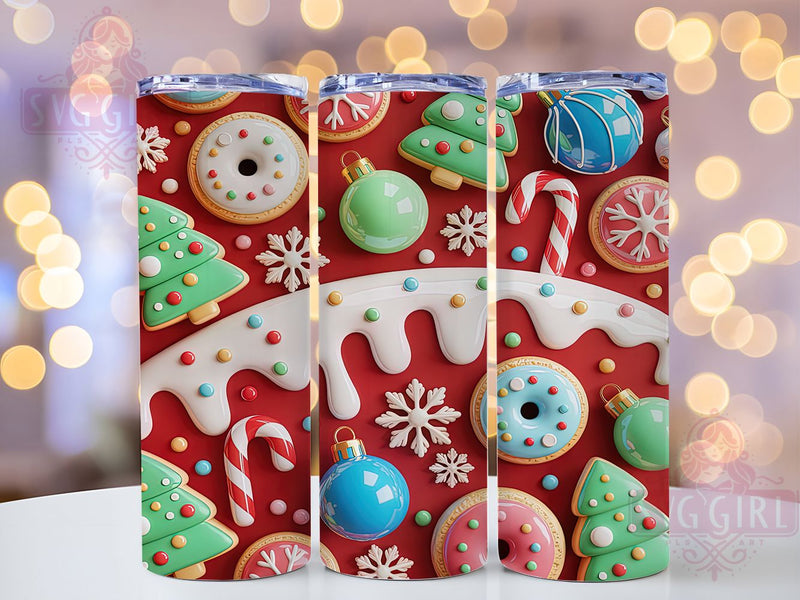 3D Christmas Candy Tumbler, 3D Design, Holiday Wrap, Festive Tumbler, Winter Pattern, 20oz Tumbler, Sublimation Print Sublimation SvggirlplusArt 