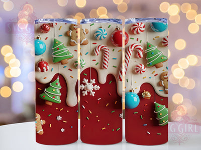 3D Christmas Candy Tumbler, 3D Design, Holiday Wrap, Festive Tumbler, Winter Pattern, 20oz Tumbler, Sublimation Print Sublimation SvggirlplusArt 
