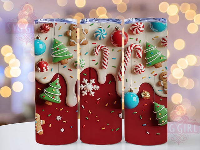 3D Christmas Candy Tumbler, 3D Design, Holiday Wrap, Festive Tumbler, Winter Pattern, 20oz Tumbler, Sublimation Print Sublimation SvggirlplusArt 