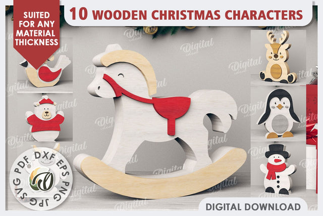 3D Christmas Characters LaserCut Bundle. Christmas Decor SVG SVG Evgenyia Guschina 