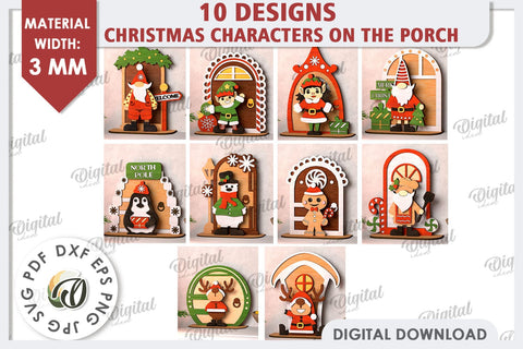 3D Christmas Characters LaserCut Bundle. Christmas Decor SVG SVG Evgenyia Guschina 