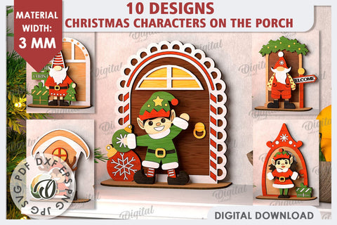 3D Christmas Characters LaserCut Bundle. Christmas Decor SVG SVG Evgenyia Guschina 