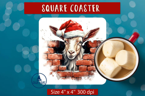 3d Christmas coaster square | Christmas sublimation bundle Sublimation Olga Boat Design 