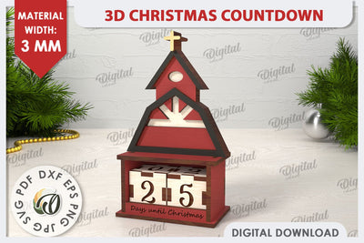 3D Christmas Countdown Laser Cut. Countdown Calendar SVG SVG Evgenyia Guschina 