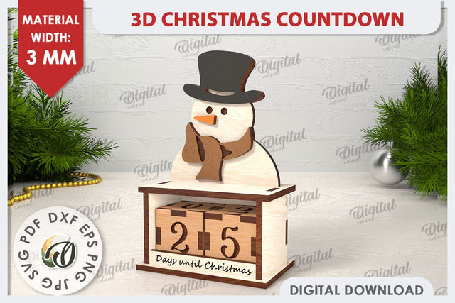 3D Christmas Countdown Laser Cut. Countdown Calendar SVG SVG Evgenyia Guschina 