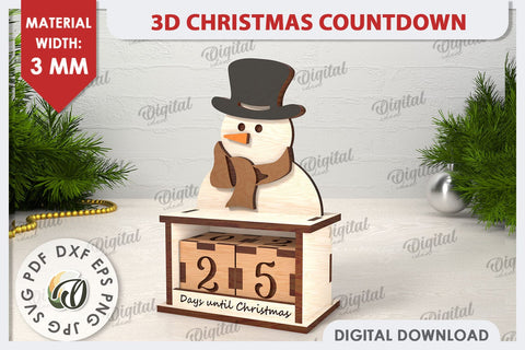 3D Christmas Countdown Laser Cut. Countdown Calendar SVG SVG Evgenyia Guschina 