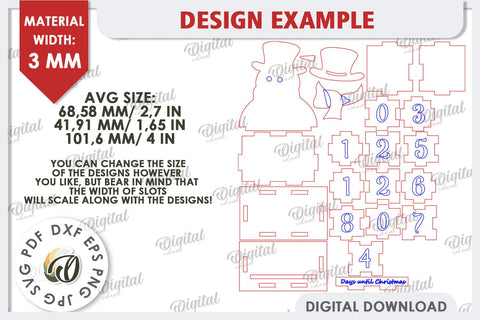 3D Christmas Countdowns LaserCut Bundle. Countdown Calendars SVG Evgenyia Guschina 
