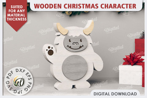 3D Christmas Cute Monster Laser Cut. Christmas Decor SVG SVG Evgenyia Guschina 