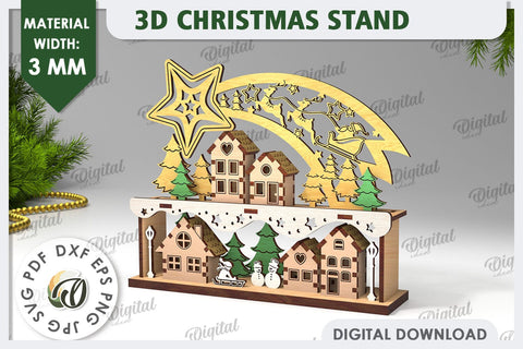 3D Christmas Decor Laser Cut Bundle. Christmas Stand SVG SVG Evgenyia Guschina 