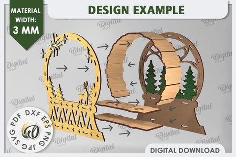 3D Christmas Decor Laser Cut Design. 3D Christmas Stand SVG SVG Evgenyia Guschina 