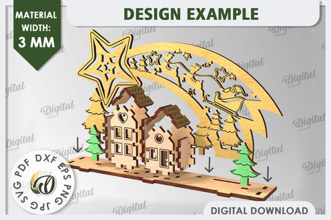 3D Christmas Decor Laser Cut Design. 3D Christmas Stand SVG SVG Evgenyia Guschina 