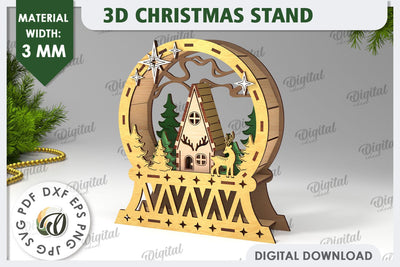 3D Christmas Decor Laser Cut Design. 3D Christmas Stand SVG SVG Evgenyia Guschina 