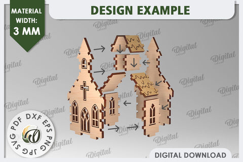 3D Christmas Decor Laser Cut Design. 3D Christmas Stand SVG SVG Evgenyia Guschina 
