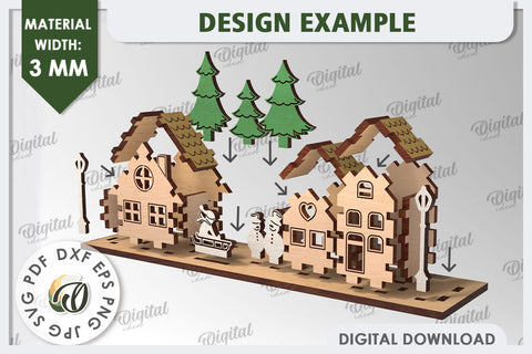 3D Christmas Decor Laser Cut Design. 3D Christmas Stand SVG SVG Evgenyia Guschina 