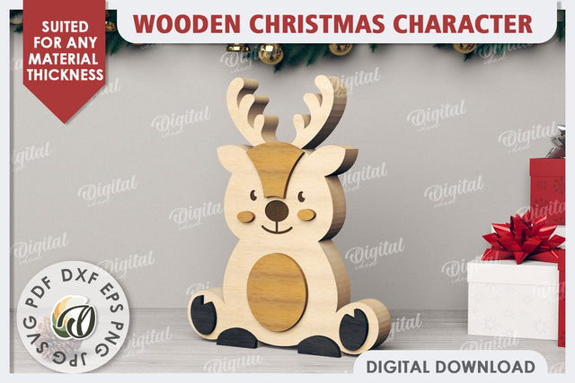 3D Christmas Deer Laser Cut. Christmas Decor SVG SVG Evgenyia Guschina 