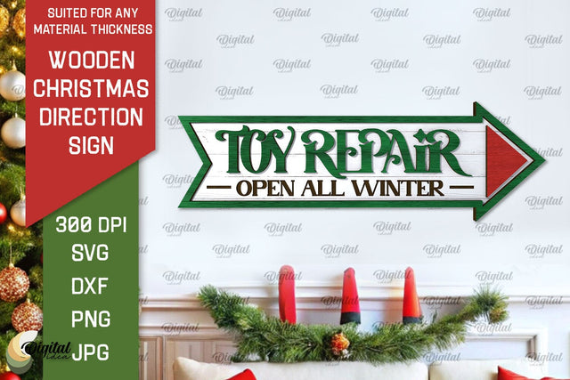 3D Christmas direction Sign Laser Cut SVG Evgenyia Guschina 