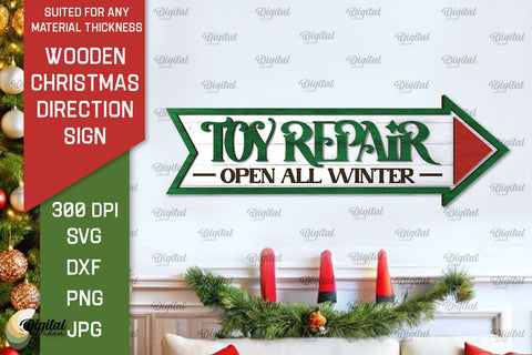 3D Christmas direction Sign Laser Cut SVG Evgenyia Guschina 