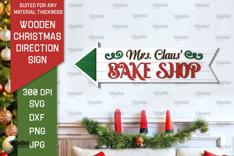 3D Christmas direction Sign Laser Cut SVG Evgenyia Guschina 