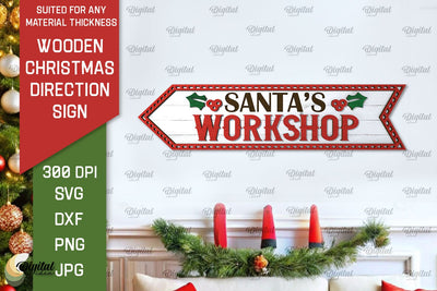 3D Christmas direction Sign Laser Cut SVG Evgenyia Guschina 