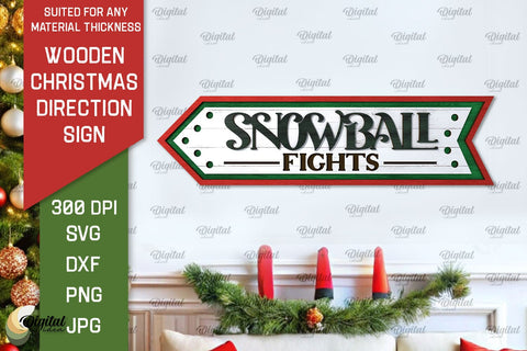 3D Christmas direction Sign Laser Cut SVG Evgenyia Guschina 