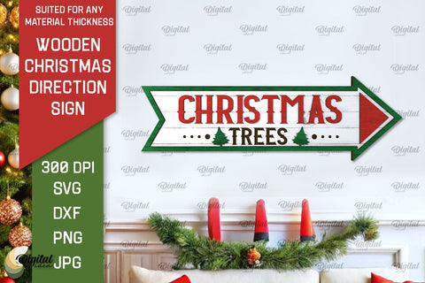 3D Christmas direction Sign Laser Cut SVG Evgenyia Guschina 