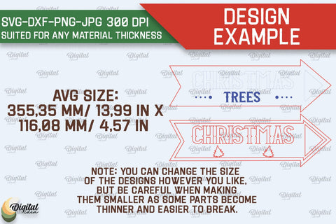 3D Christmas direction Sign Laser Cut SVG Evgenyia Guschina 
