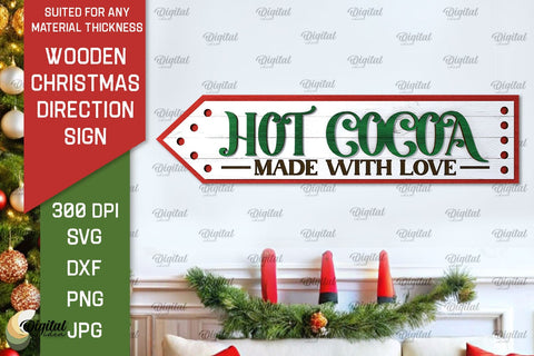 3D Christmas direction Sign Laser Cut SVG Evgenyia Guschina 