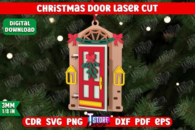 3D Christmas Door | Holiday Décor | New Year | Christmas Tree Toy | CNC File SVG The T Store Design 