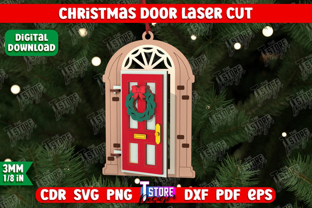 3D Christmas Door | Holiday Décor | New Year | Christmas Tree Toy | CNC File SVG The T Store Design 